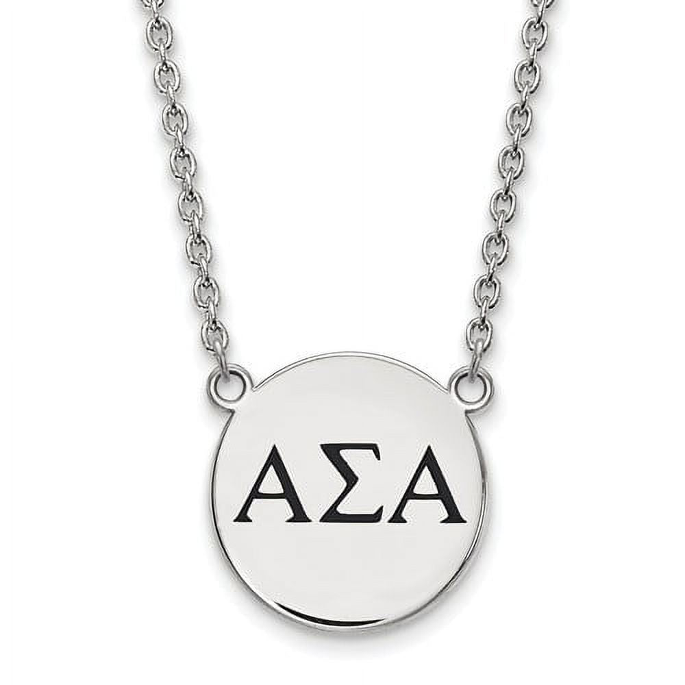LogoArt Sterling Silver Alpha Sigma Alpha Small Enameled Pendant Necklace With 18 Inch