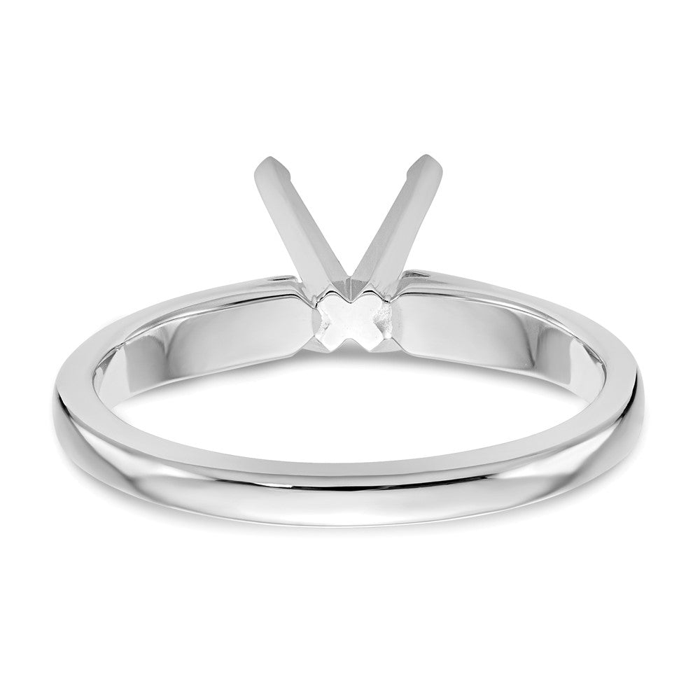 14k White Gold 5/8 carat Medium-Weight High Shoulder Airline Half-Round 4-Prong Round Solitaire Ring Mounting