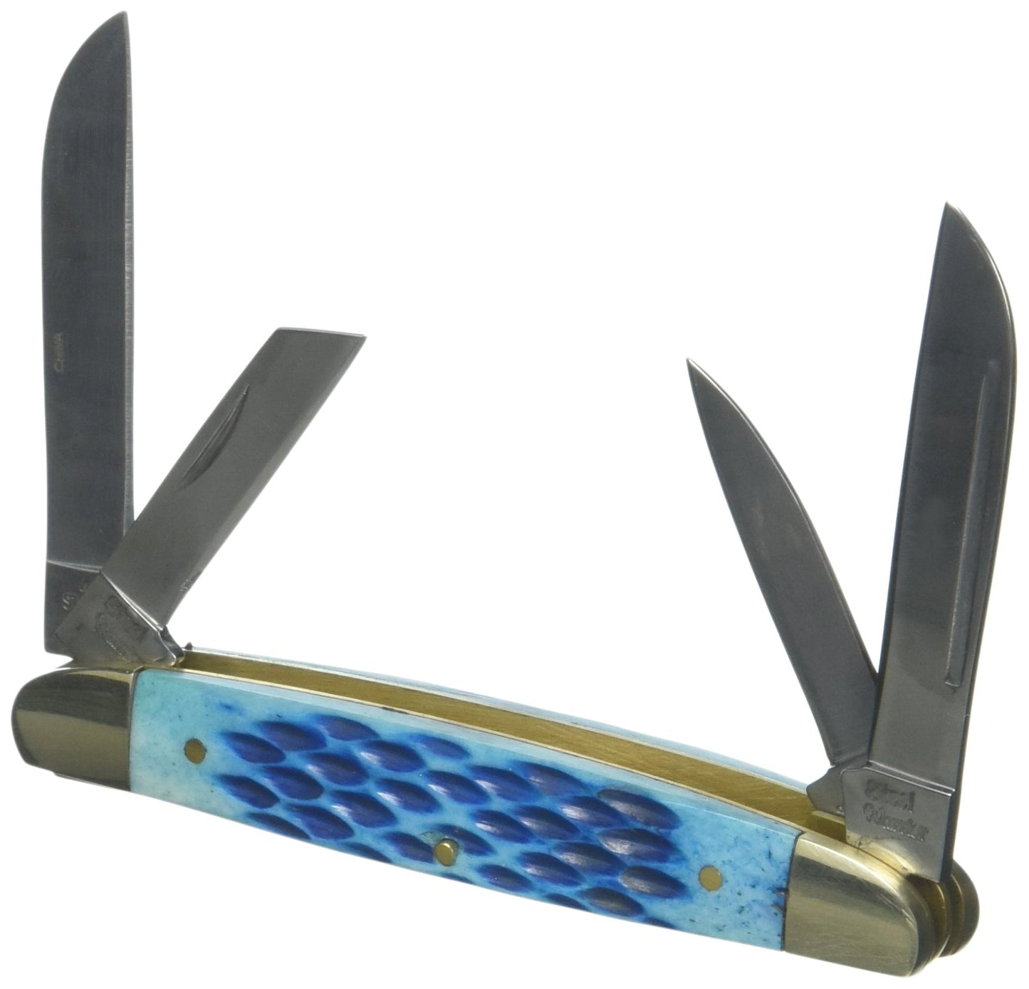 Steel Warrior Bent Creek Congress Blue Bone Handle Pocket Knife with 440 Steel Blades QGM6424