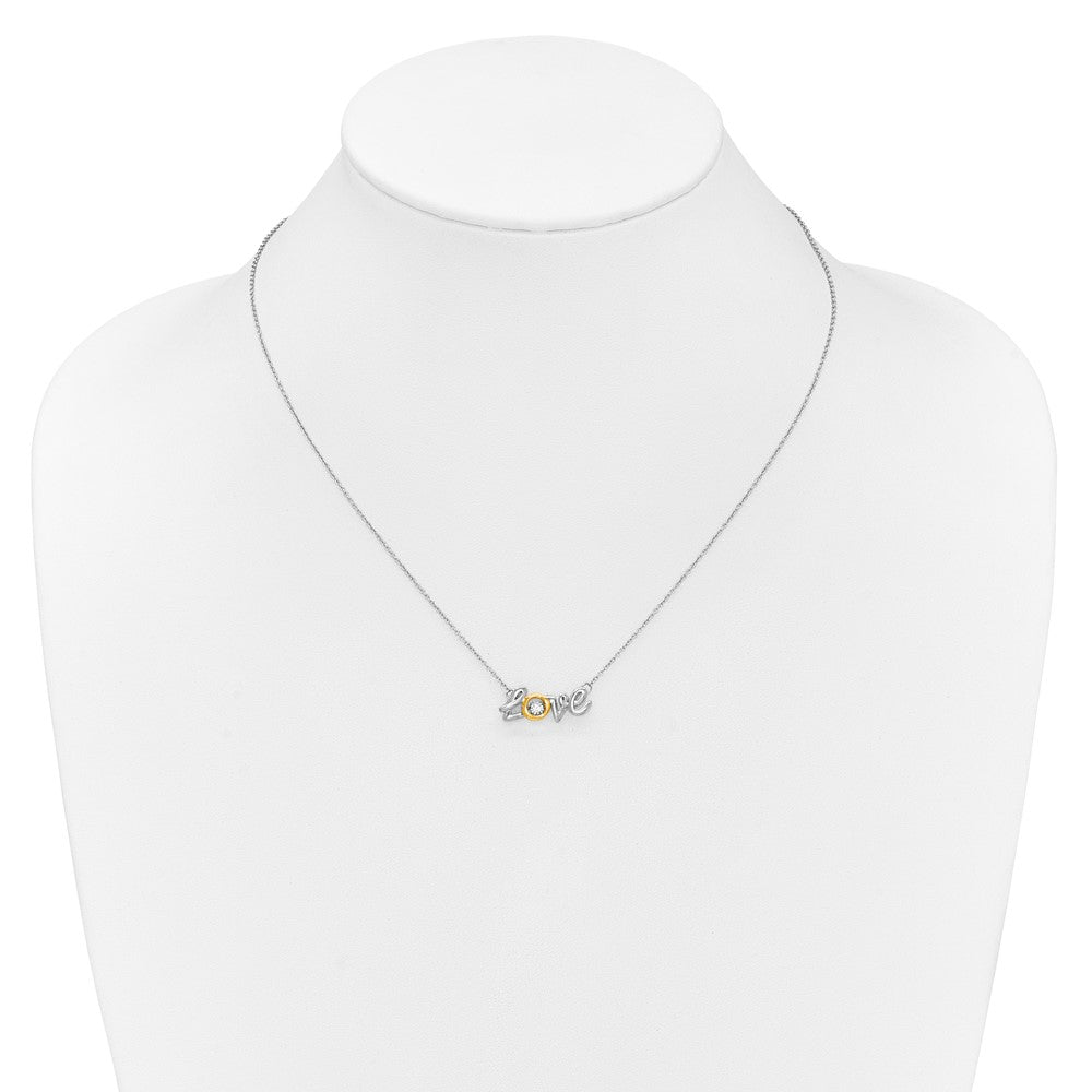 14k Two-tone LOVE Moving Diamond 18in Necklace