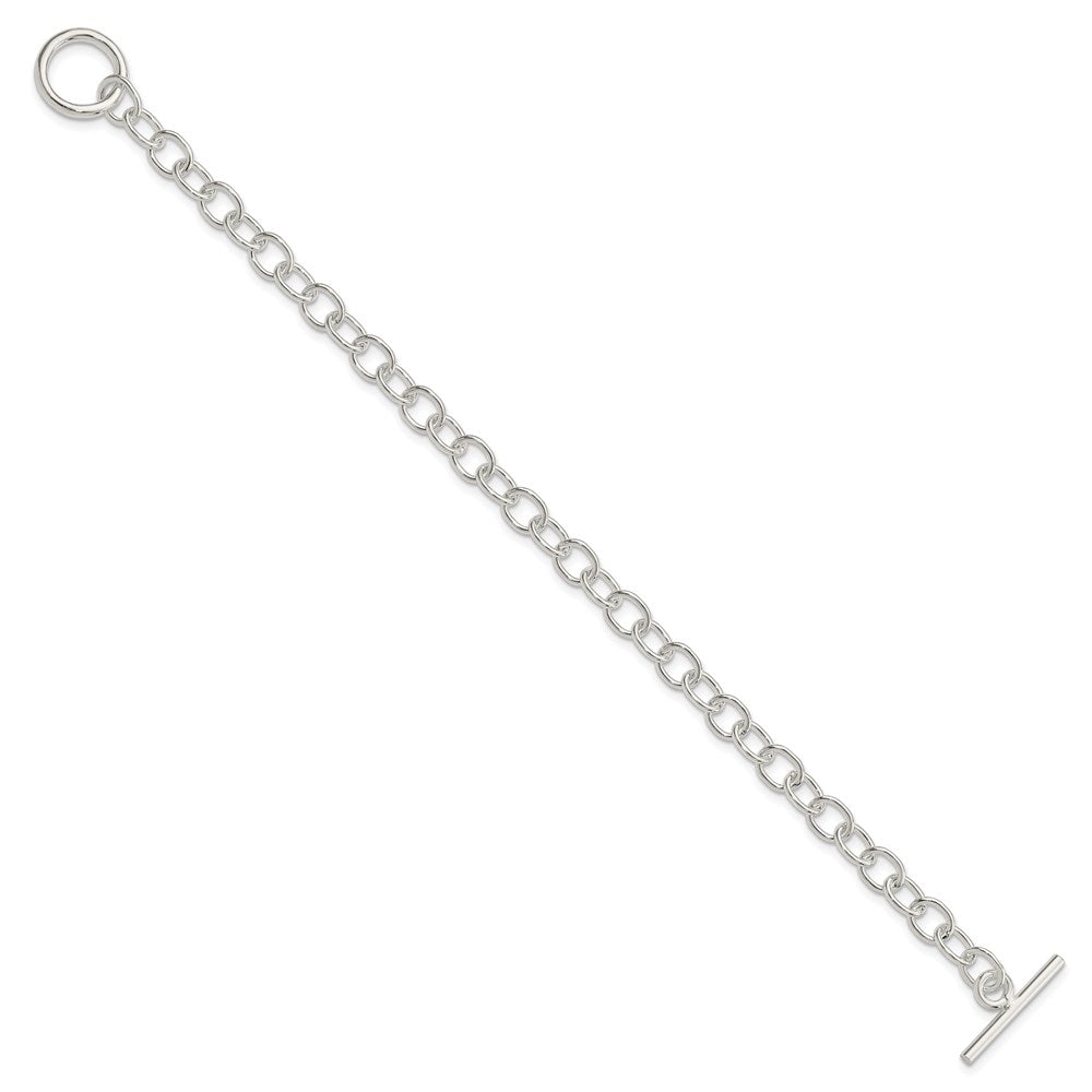 Sterling Silver Polished Fancy Link Toggle Bracelet 7.5 inches