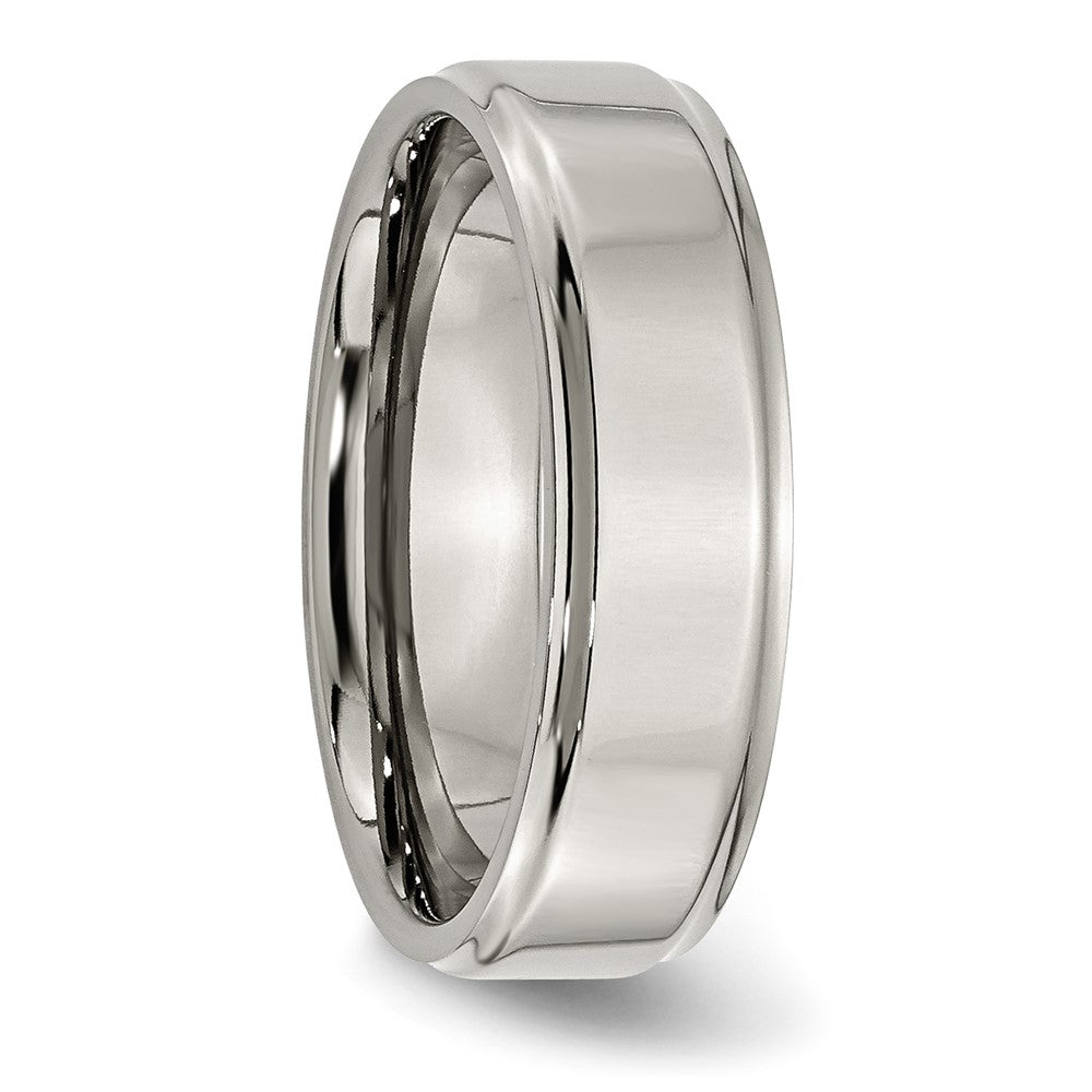 Titanium Polished 7mm Ridged Edge Band Size - 9