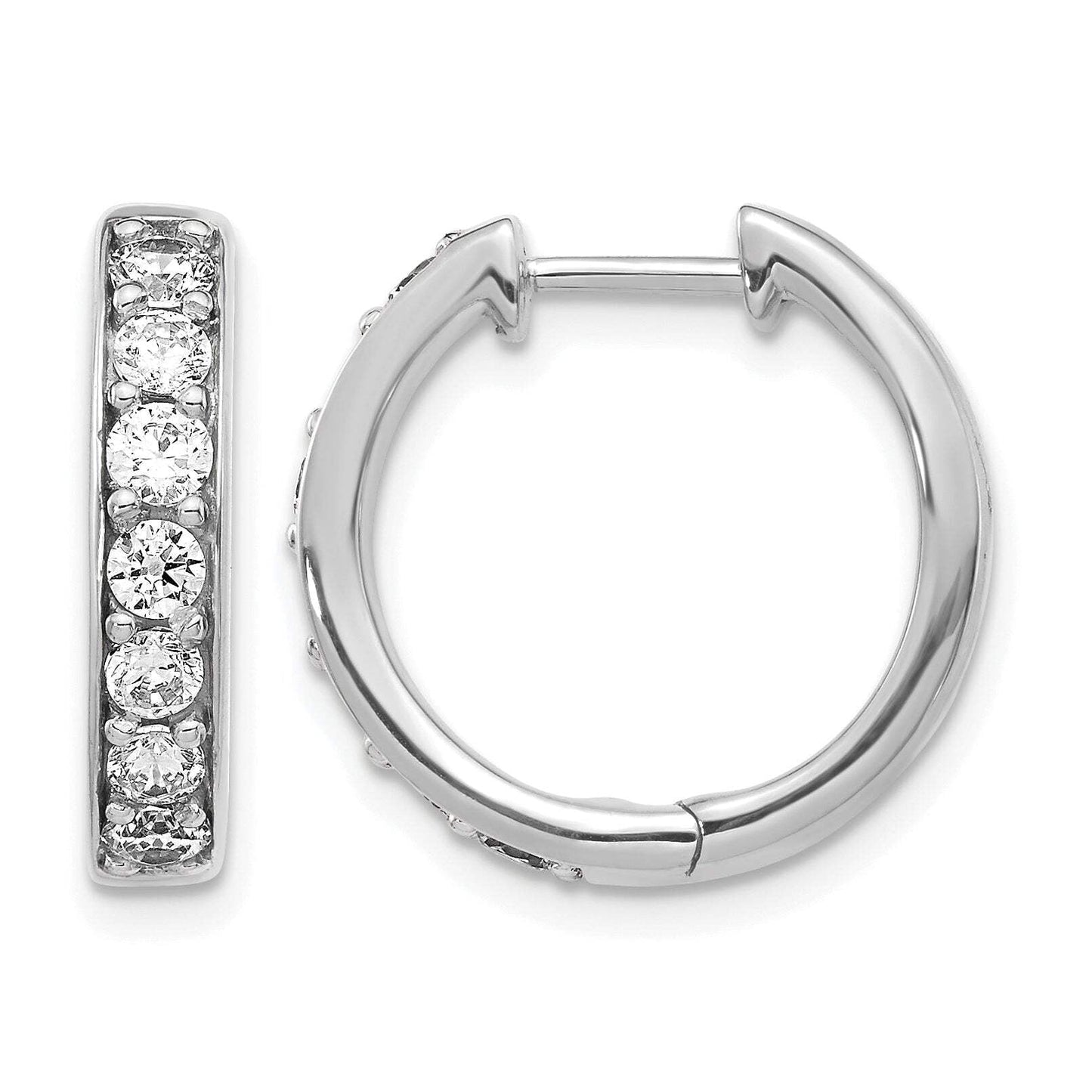 Primal Gold 14 Karat White Gold Lab Grown Diamond SI1/SI2, G H I, Hinged Hoop Earrings