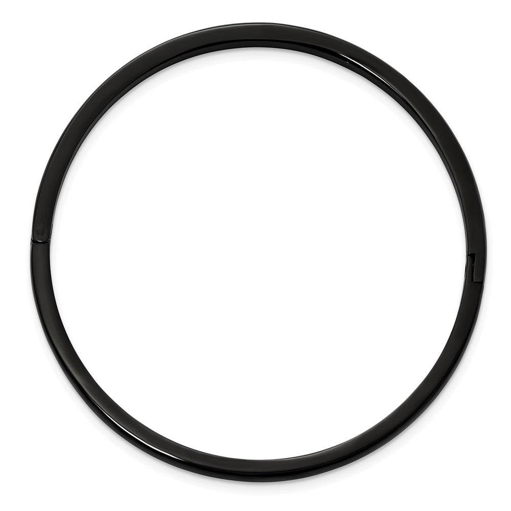 Stainless Steel Polished Black IP-plated w/CZ Bangle