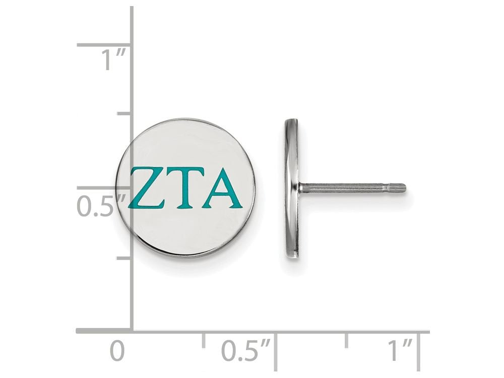 Sterling Silver Official Licensed Greek Sororities Zeta Tau Alpha (ZTA) Enameled Post Earrings