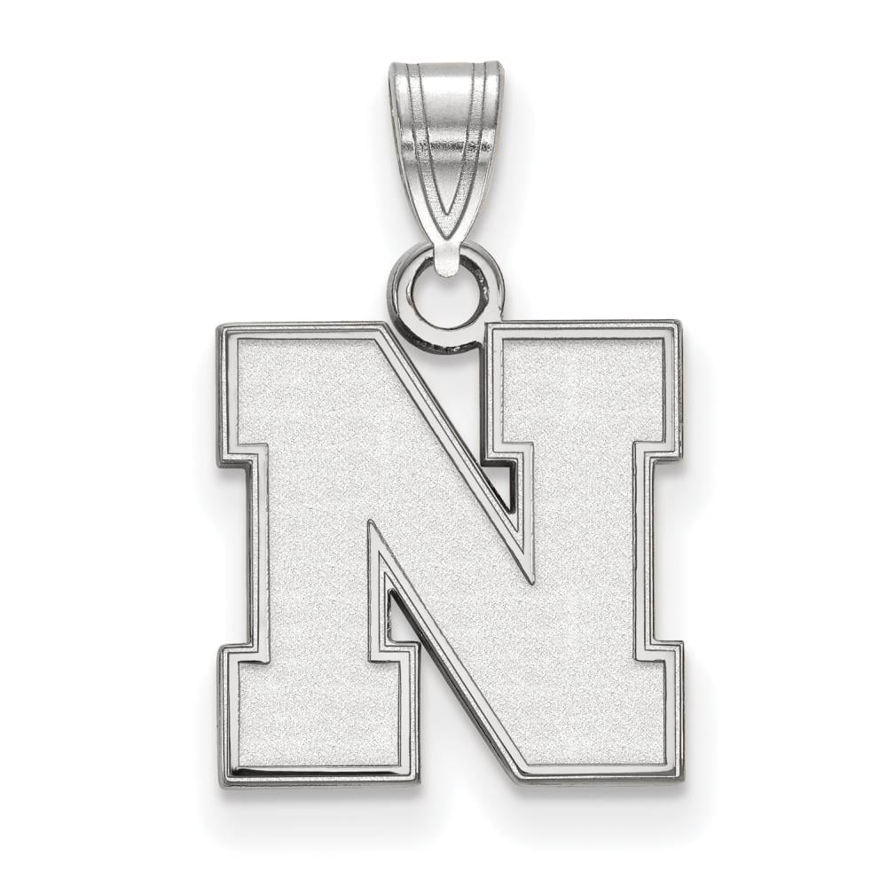 Sterling Silver Rhodium-plated LogoArt University of Nebraska Letter N Small Pendant QSS084UNE