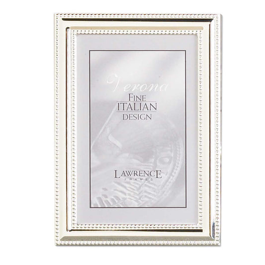 Lawrence Frames 5x7 Metal Picture Frame Silver-Plate with Delicate Beading