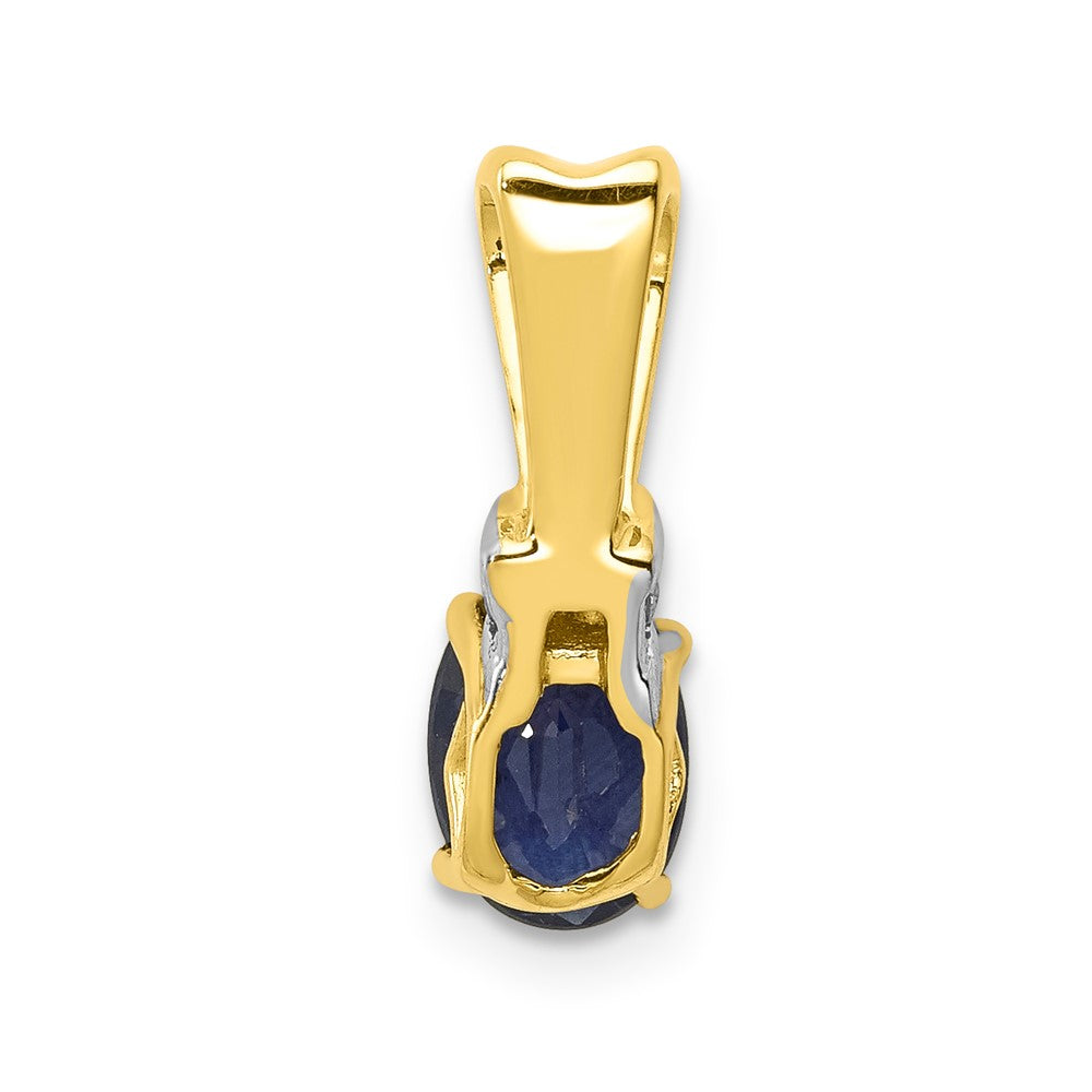 14k w/Rhodium Diamond and Oval Sapphire Pendant