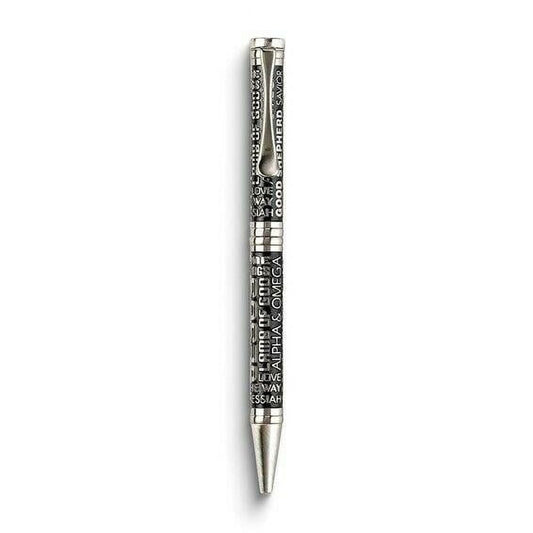 Silver tone and Black Names of Jesus Ballpoint Pen