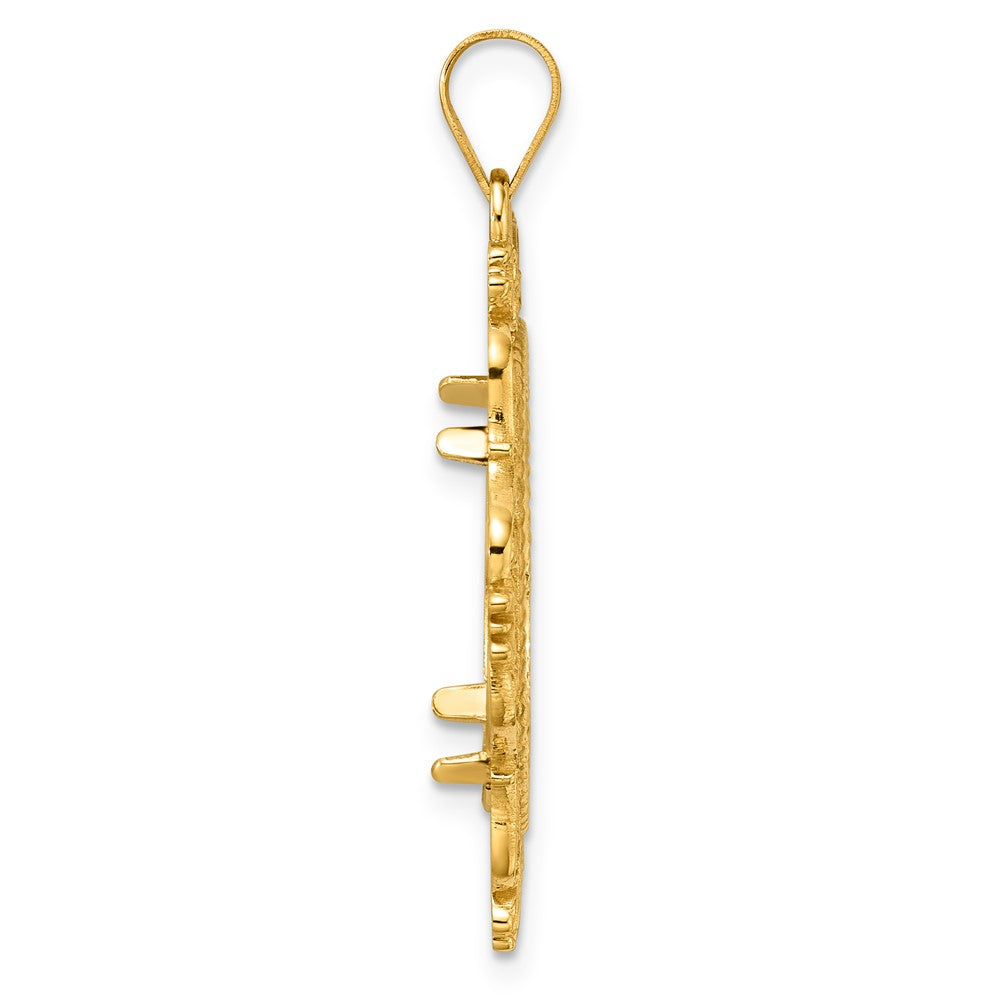 14k Diamond Cut Victorian with 18.0mm Prong Coin Bezel Pendant