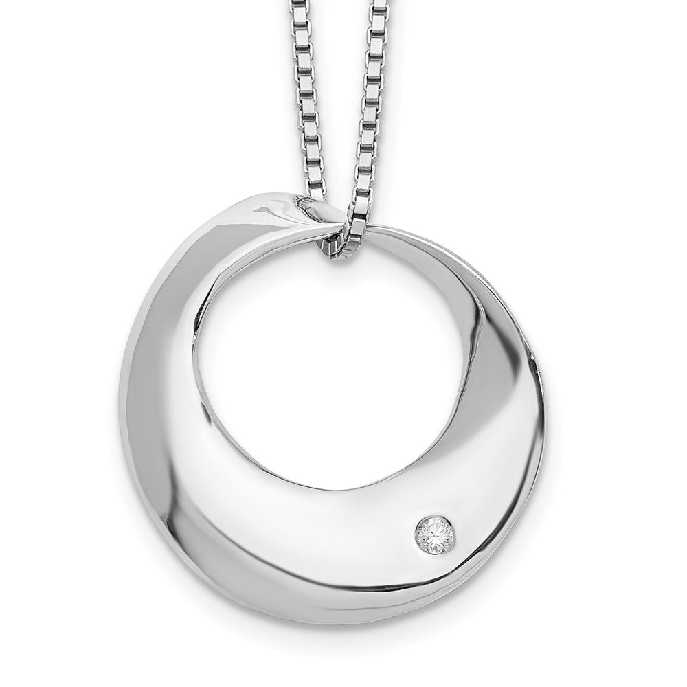 White Ice Sterling Silver Rhodium-plated 18 Inch Diamond Open Circle Necklace with 2 Inch Extender 18 Inches