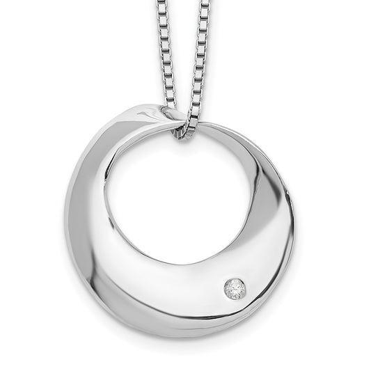 White Ice Sterling Silver Rhodium-plated 18 Inch Diamond Open Circle Necklace with 2 Inch Extender 18 Inches
