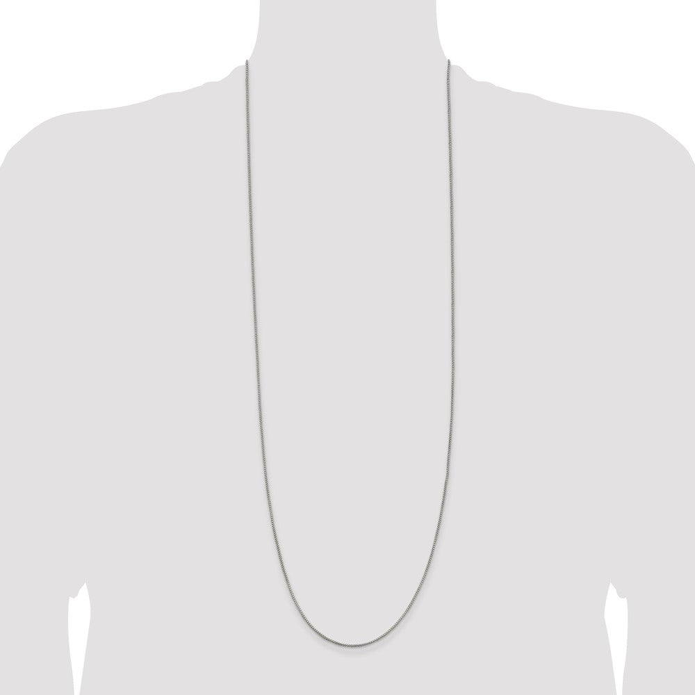 Sterling Silver 1.25mm Round Box Chain 36 Inches