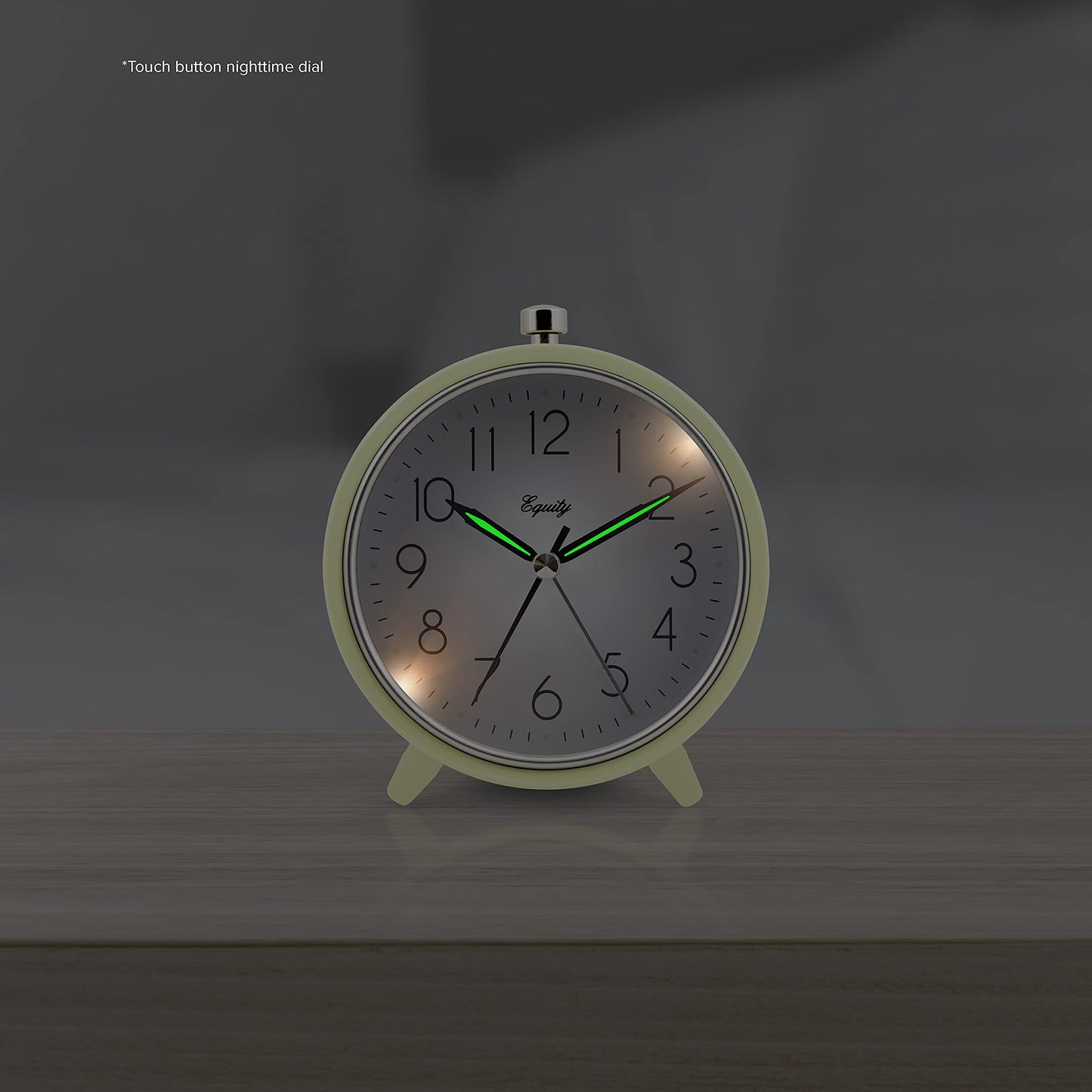 Equity 20090 5-Inch Silent Sweeping Quartz Metal Alarm Clock, Light Green