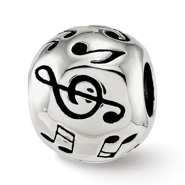Sterling Silver Reflections Rhodium-plated Enameled Musical Notes Bead