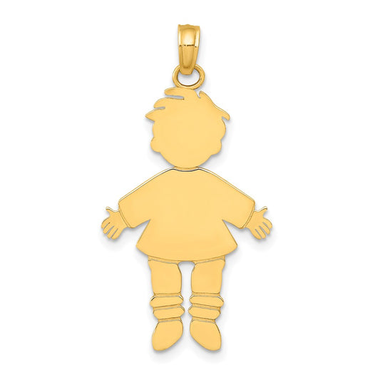 14k Flat Engravable Boy Charm