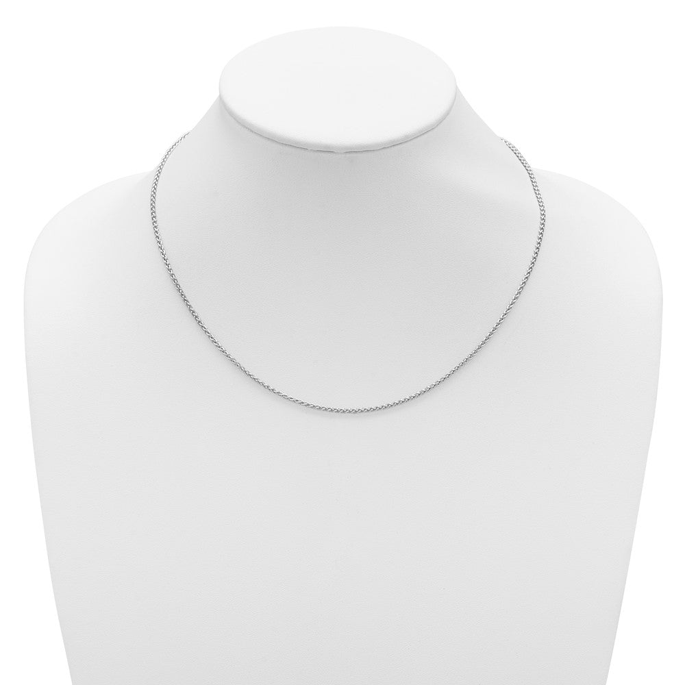 Sterling Silver Rh-plated 1.6mm Spiga 1in+1in Adjustable Chain