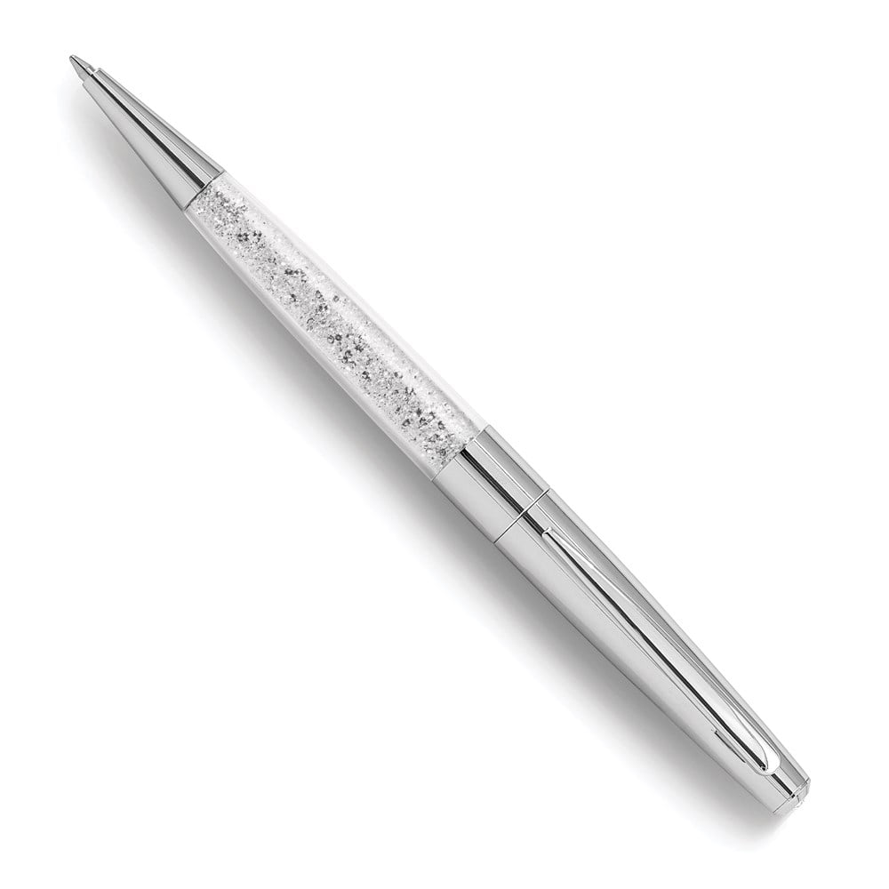 Luxury Giftware Silver-tone Clear Crystal Filled Ballpoint Pen QJBP112S