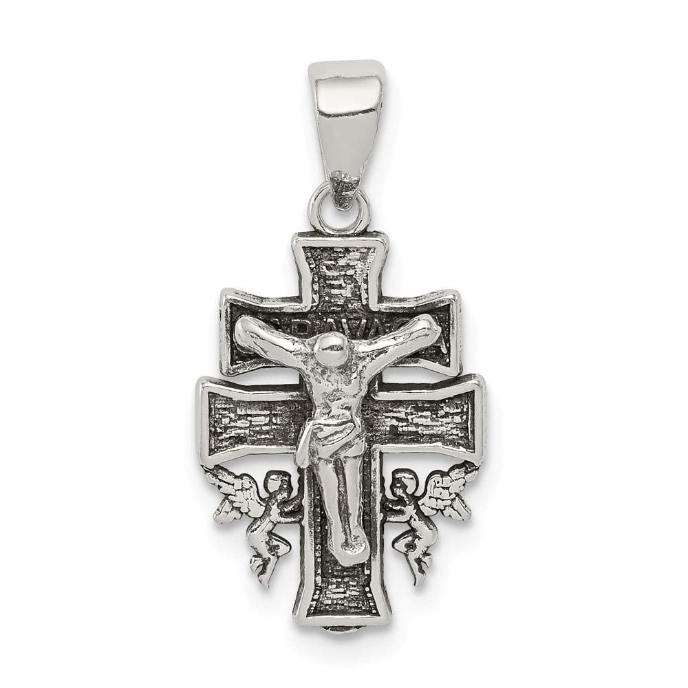 Sterling Silver Antiqued Mini INRI Crucifix Pendant