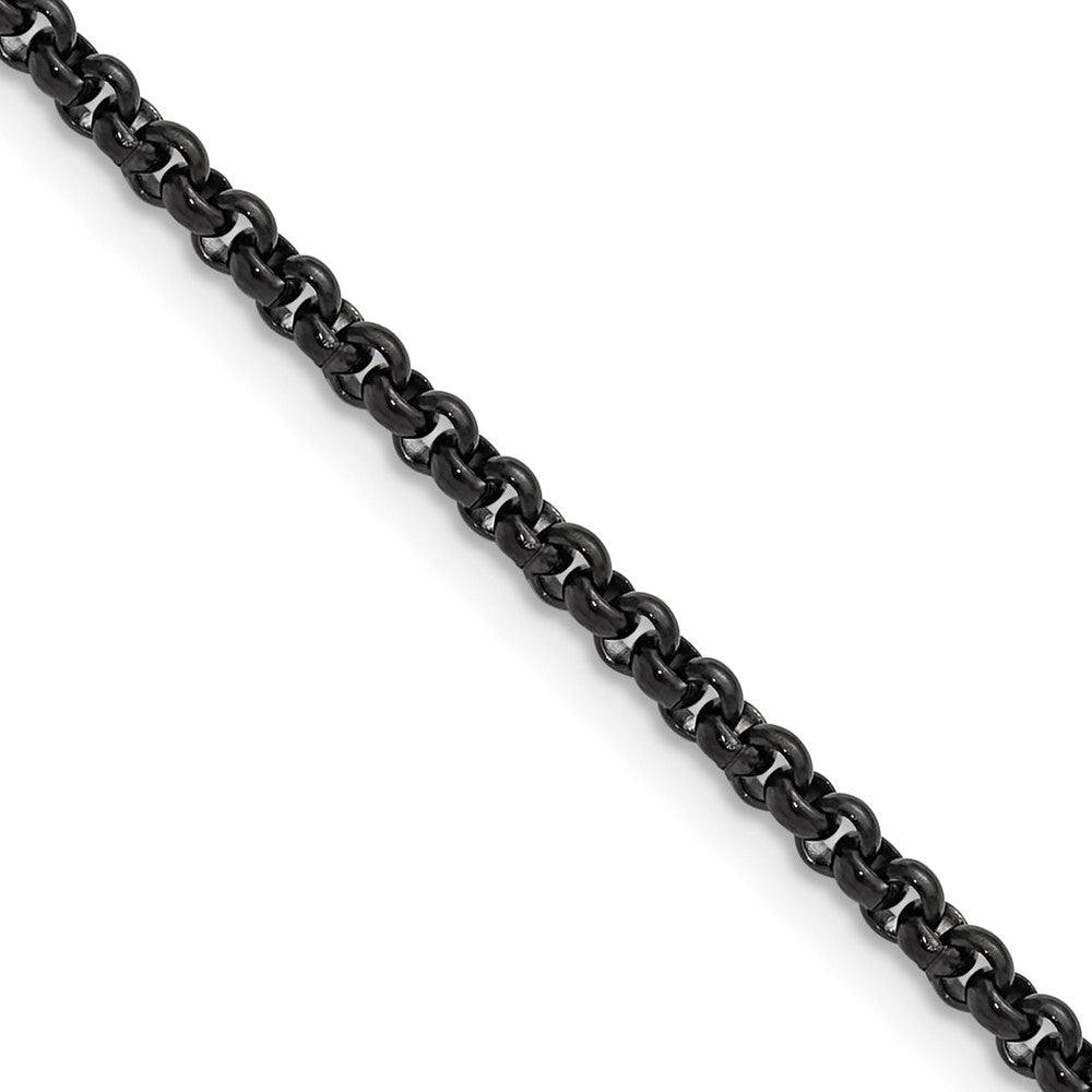 Chisel Stainless Steel Polished Black IP-plated 3mm 16 inch Rolo Chain