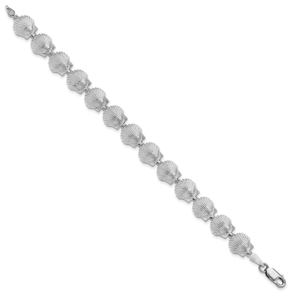 De-Ani Sterling Silver Rhodium-plated Polished Scallop Shell Bracelet 7.5 inches
