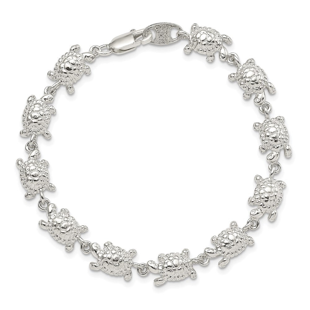 Sterling Silver Turtles Bracelet 7 inches
