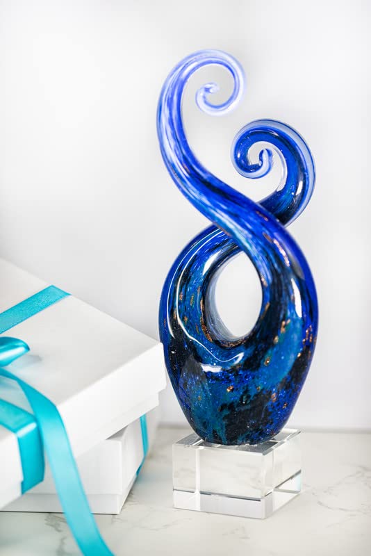 Badash - Monet Murano Style Art Glass Swirl Centerpiece on Crystal Base 10"