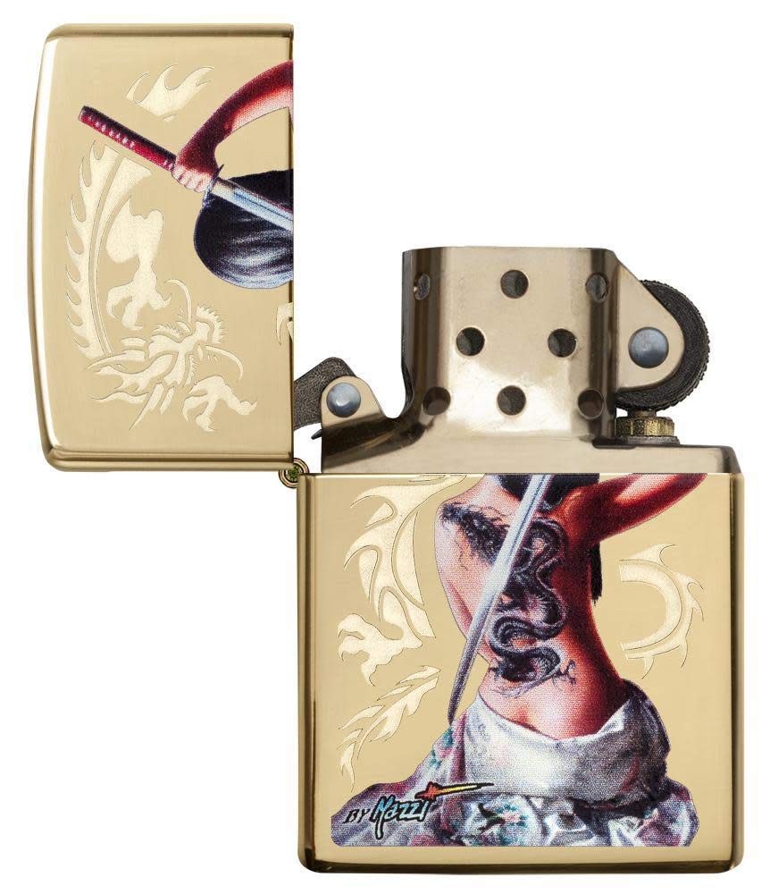 Zippo Mazzi Dragon Girl High Polish Brass Pocket Lighter