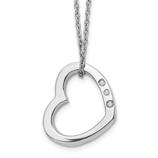 White Ice Sterling Silver Rhodium-plated 18 Inch Diamond Open Heart Necklace with 2 Inch Extender 18 Inches