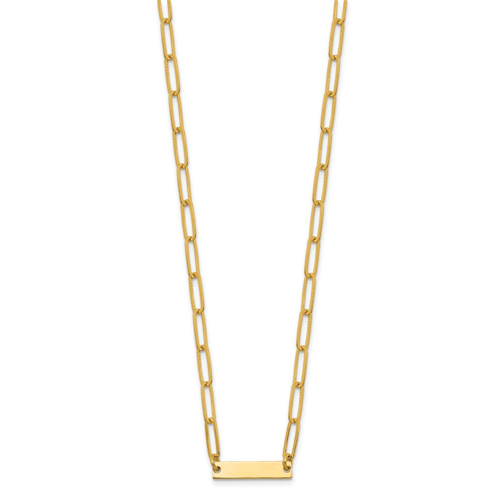 Sterling Silver Gold-plated Polished Bar Necklace w/ 2in ext. Necklace 17 Inches
