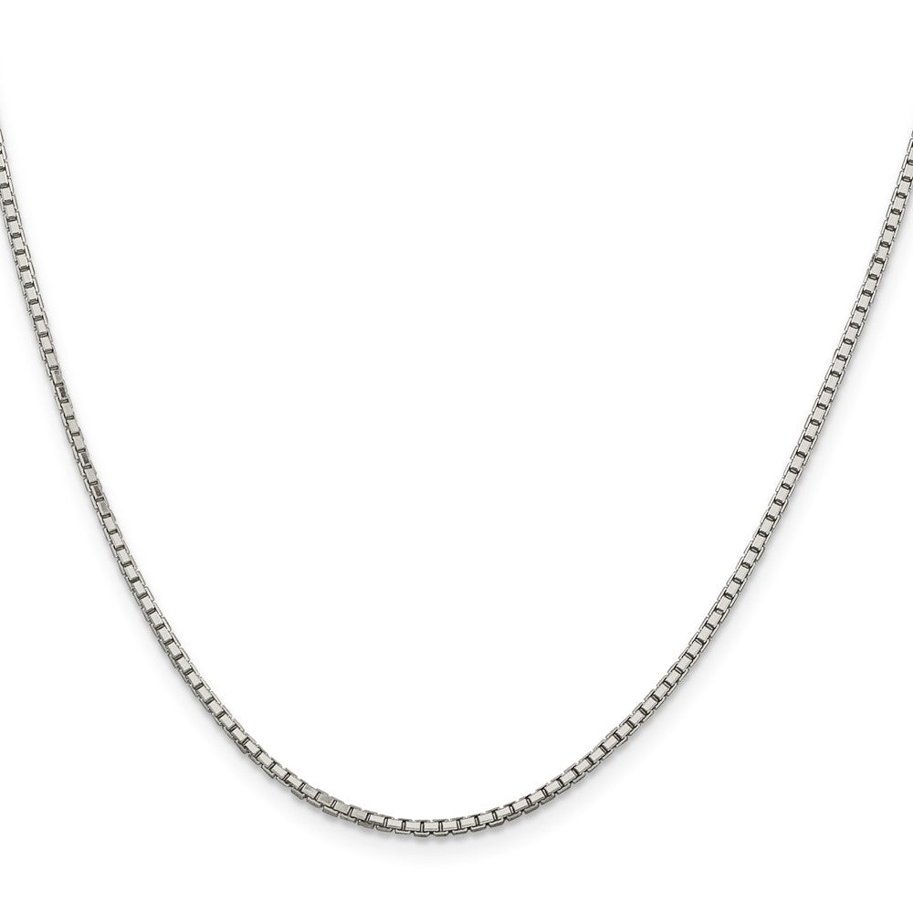 Sterling Silver Rhodium-plated 1.7mm 8 Sided D/C Mirror Box Chain w/2in ext 18 Inches