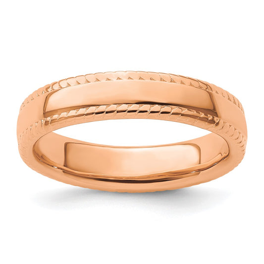 Sterling Silver Stackable Expressions Pink-plated Ring Size -10