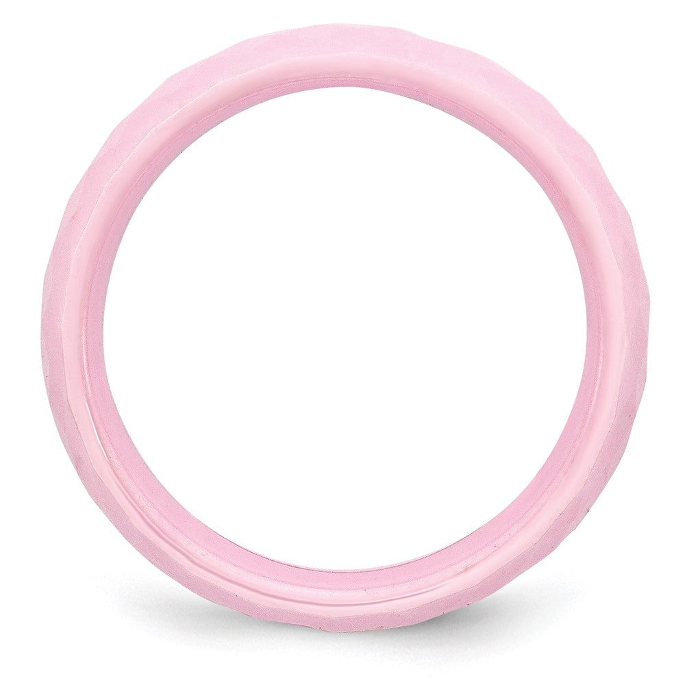 Ceramic Pink Faceted 6mm Polished Band Size - 7