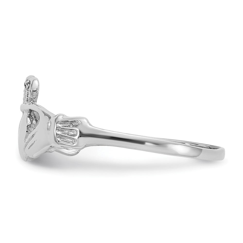 14k White Gold Polished Claddagh Ring Size 7