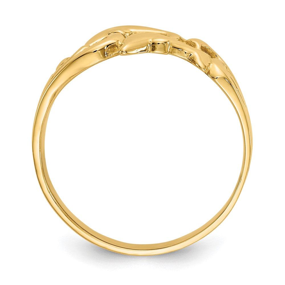 14K Double Dolphins with Waves Ring Size 6.5
