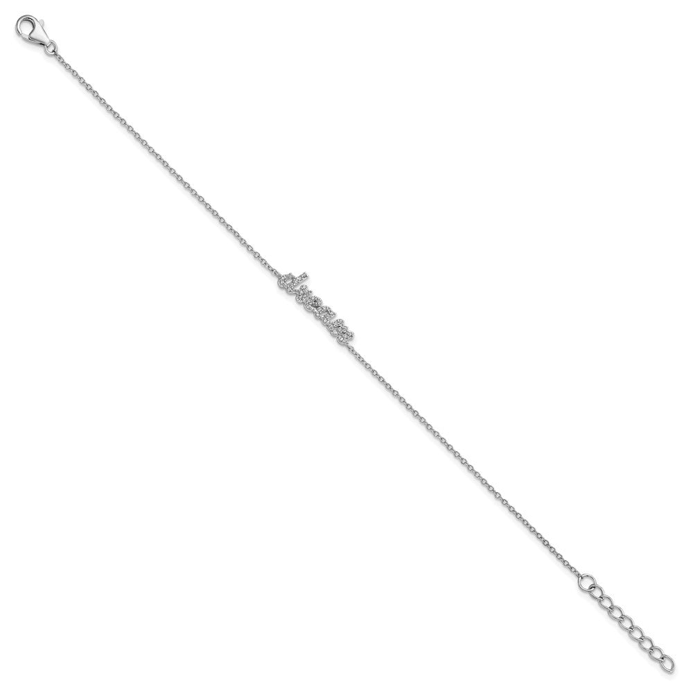 Sterling Silver Rhodium Plated CZ Mini Word Dream Bracelet