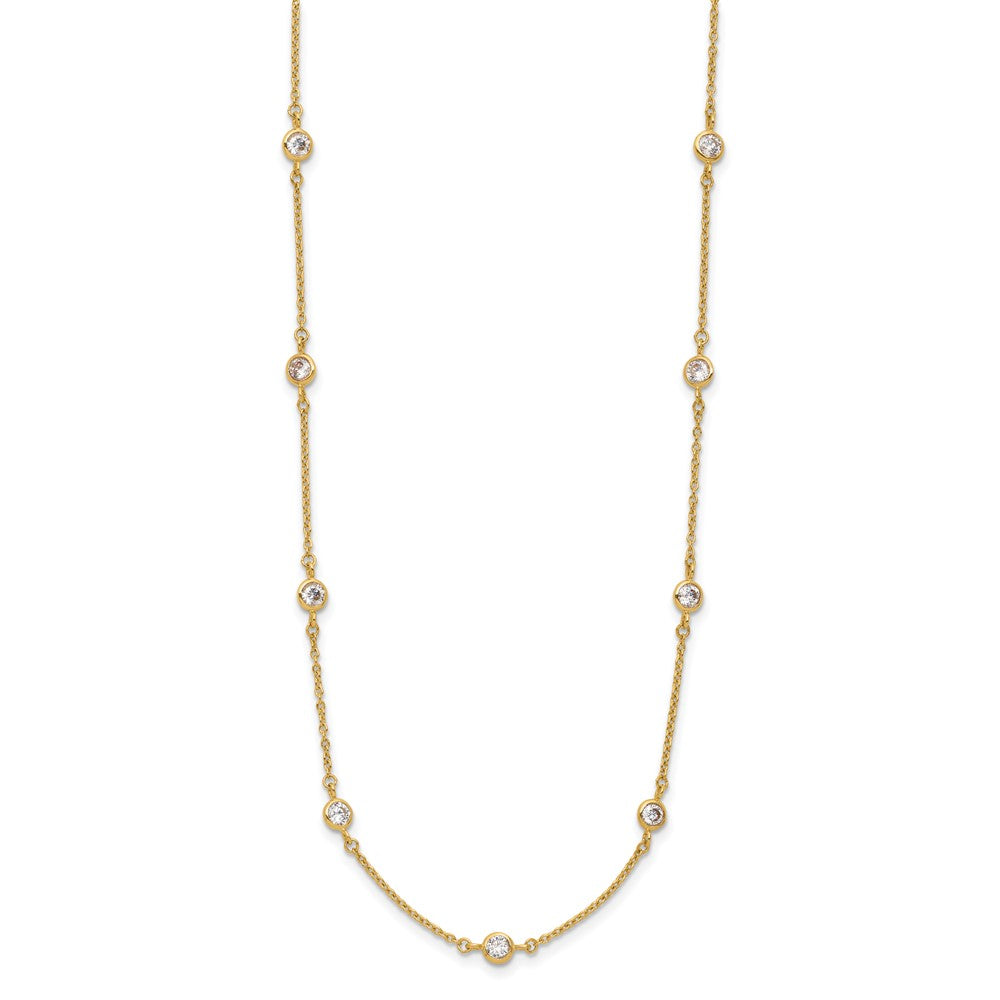 14K Polished CZ Station with 2in ext. Necklace