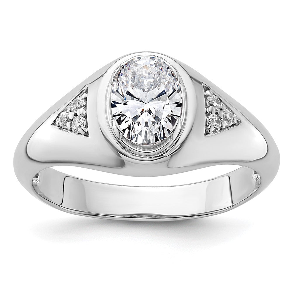 IBGoodman 14k White Gold 1 carat Lab Grown Diamond VS/SI+ G+ Oval Complete Men's Ring