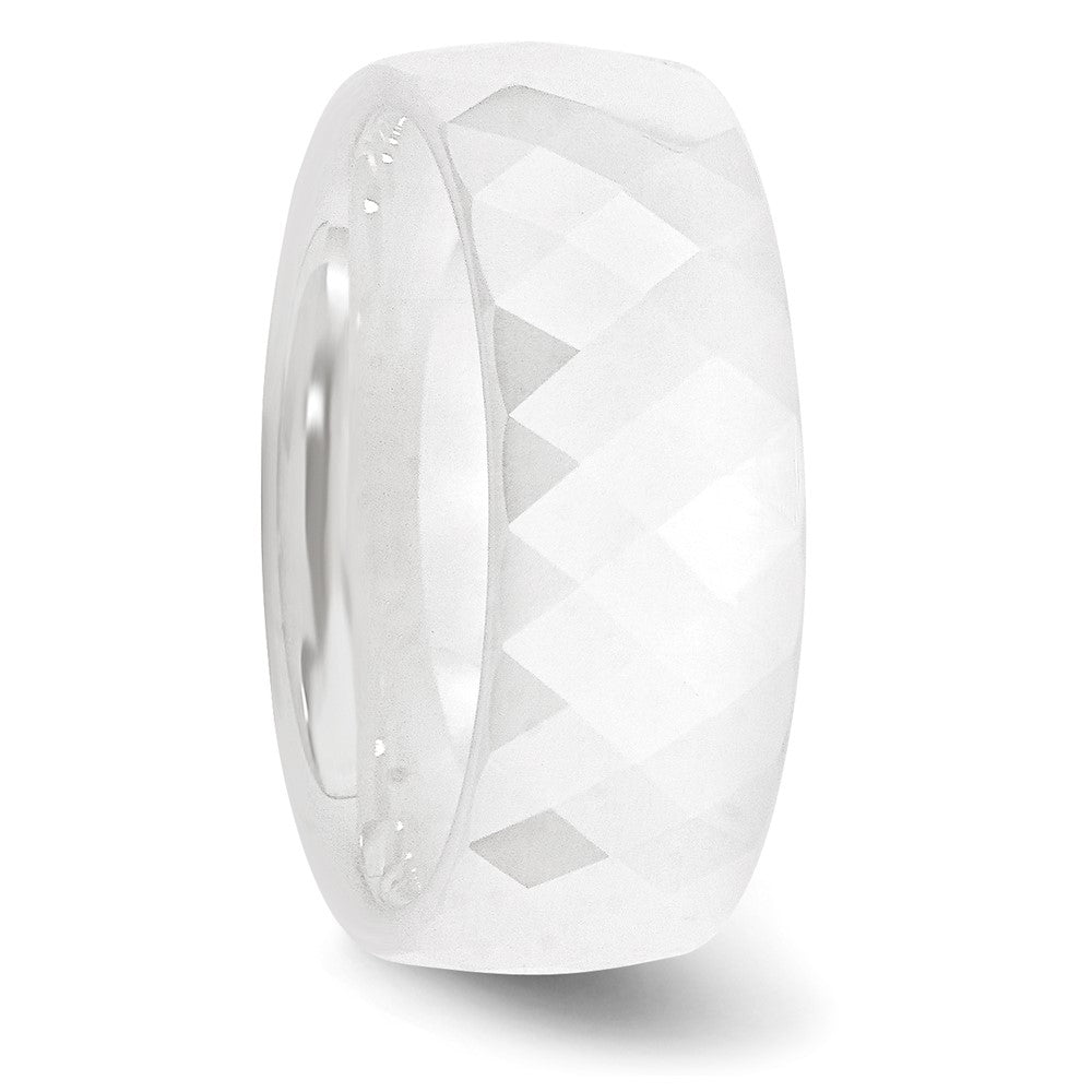 Ceramic White Faceted 8mm Polished Band Size - 9