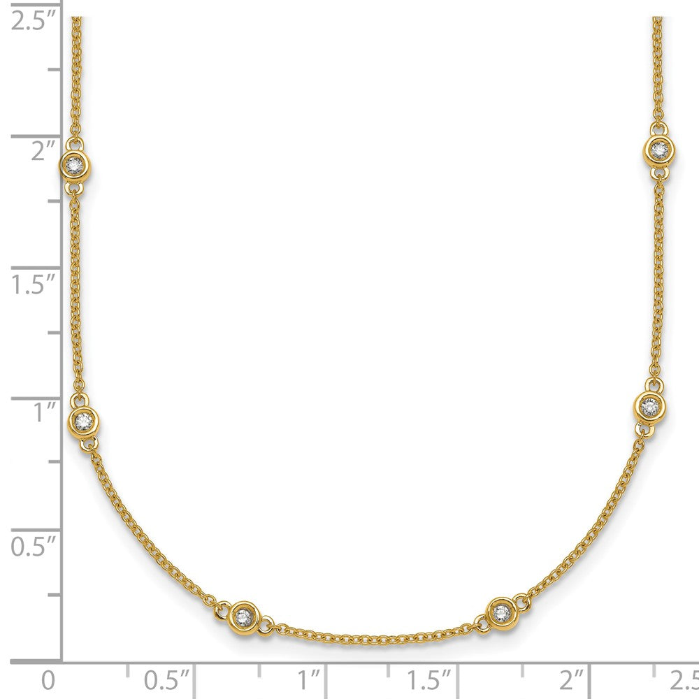 14k Complete 1/3 carat Bezel-set Diamond and Cable Chain 18-Station 18 inch Necklace