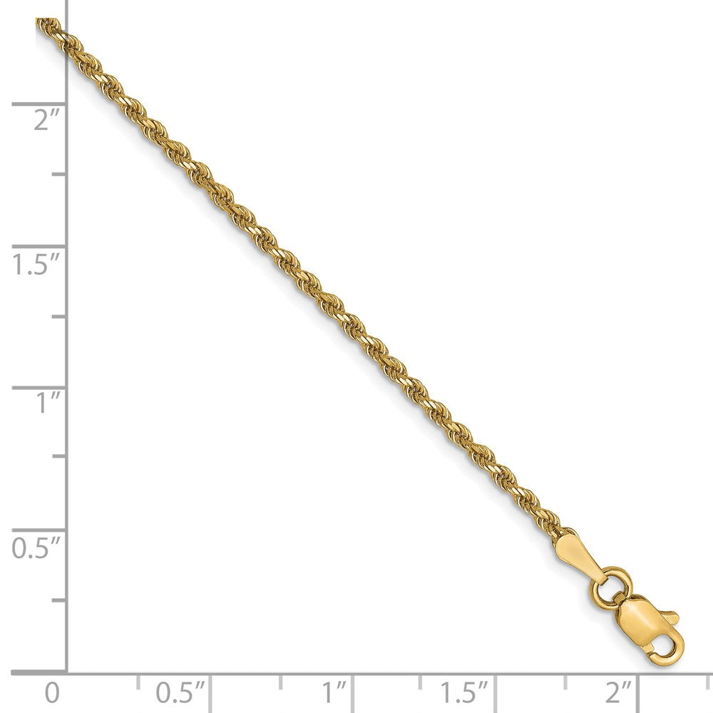 10K 1.75mm Diamond-Cut Rope Chain 8  inches