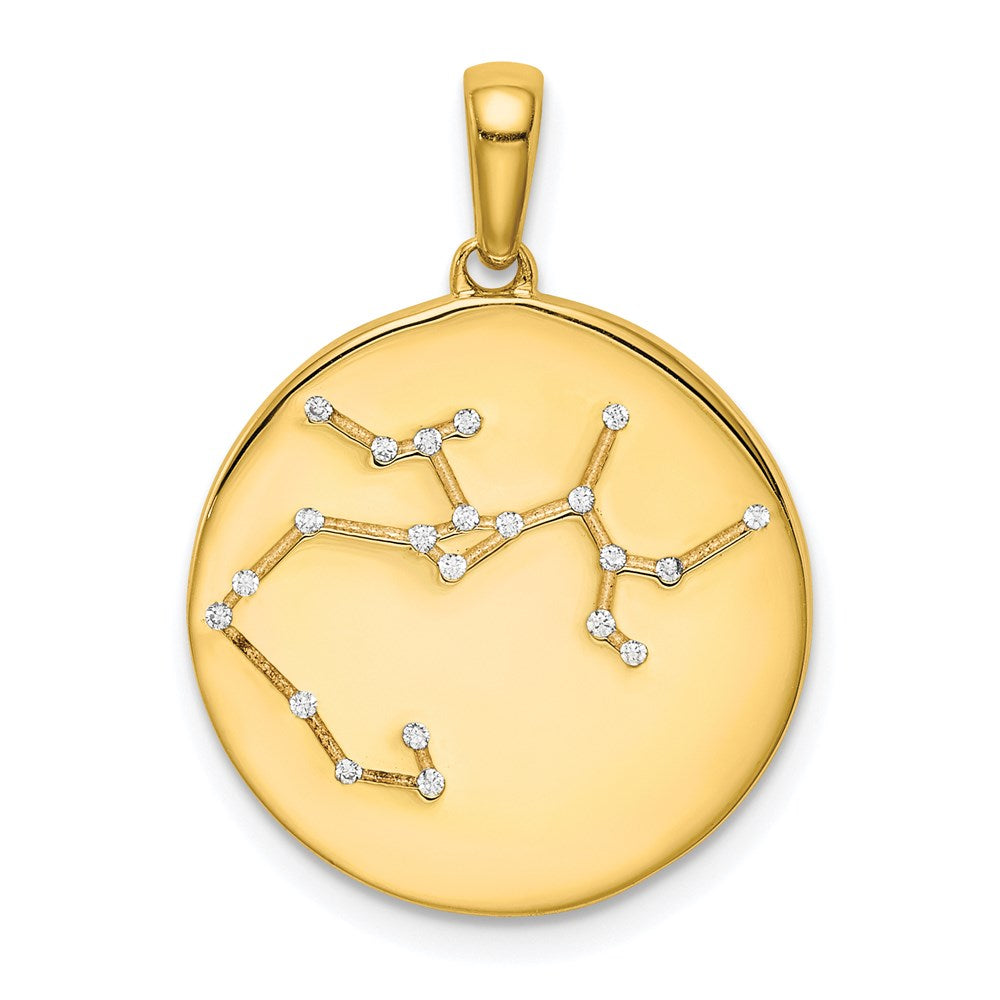 Sterling Silver Gold-plated & CZ Sagittarius Zodiac Pendant