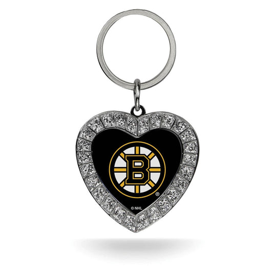 NHL Boston Bruins Rhinestone Heart Key Ring