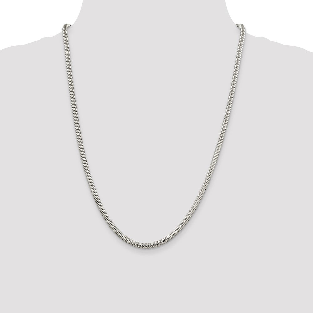 Sterling Silver 4mm Round Snake Chain 24 Inches