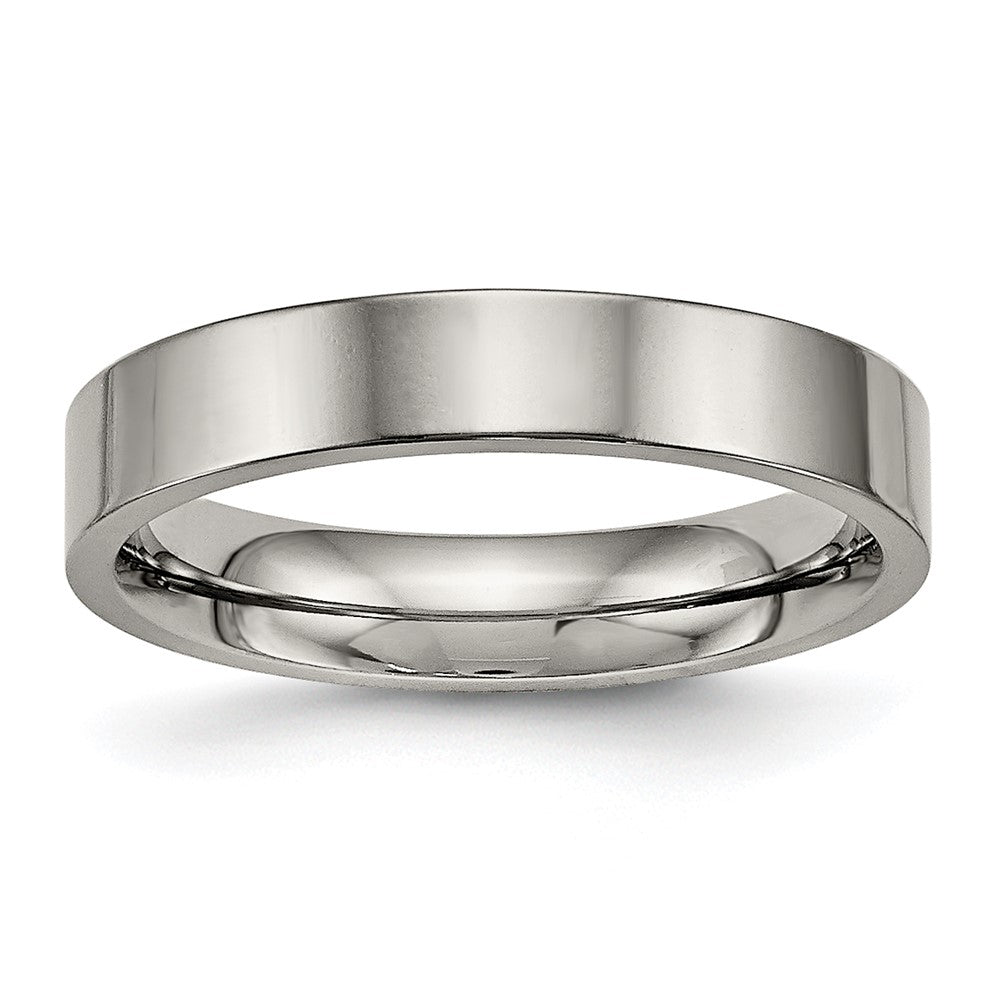 Titanium Polished 4mm Flat Comfort Fit Band Size - 10.5