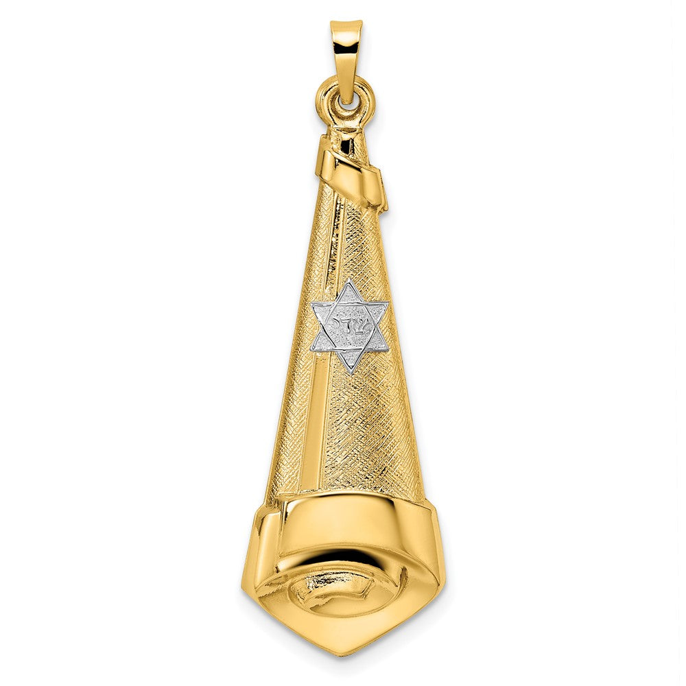 14k Two-tone Polished Hollow Scroll Pendant