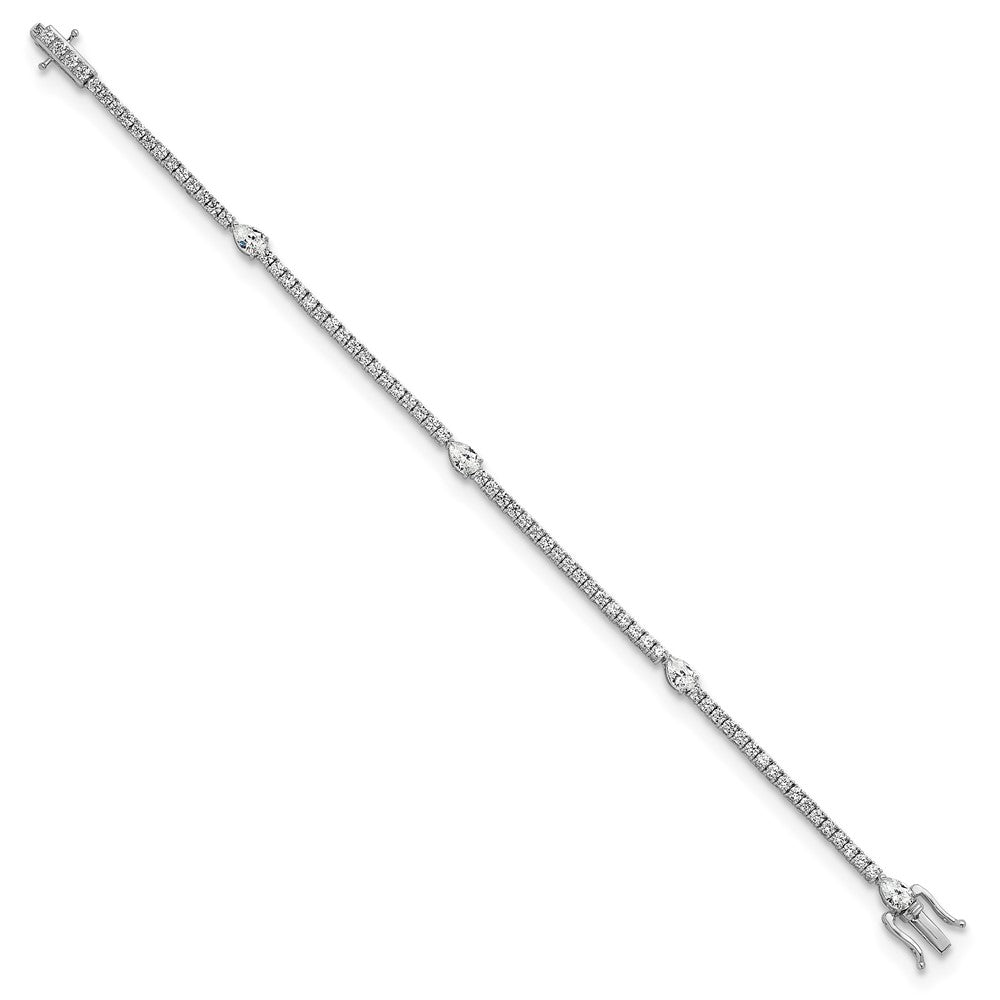 True Origin 14K White Gold 4 1/2 carat Lab Grown Diamond VS+ F+ Pear Center 7 in Complete Bracelet