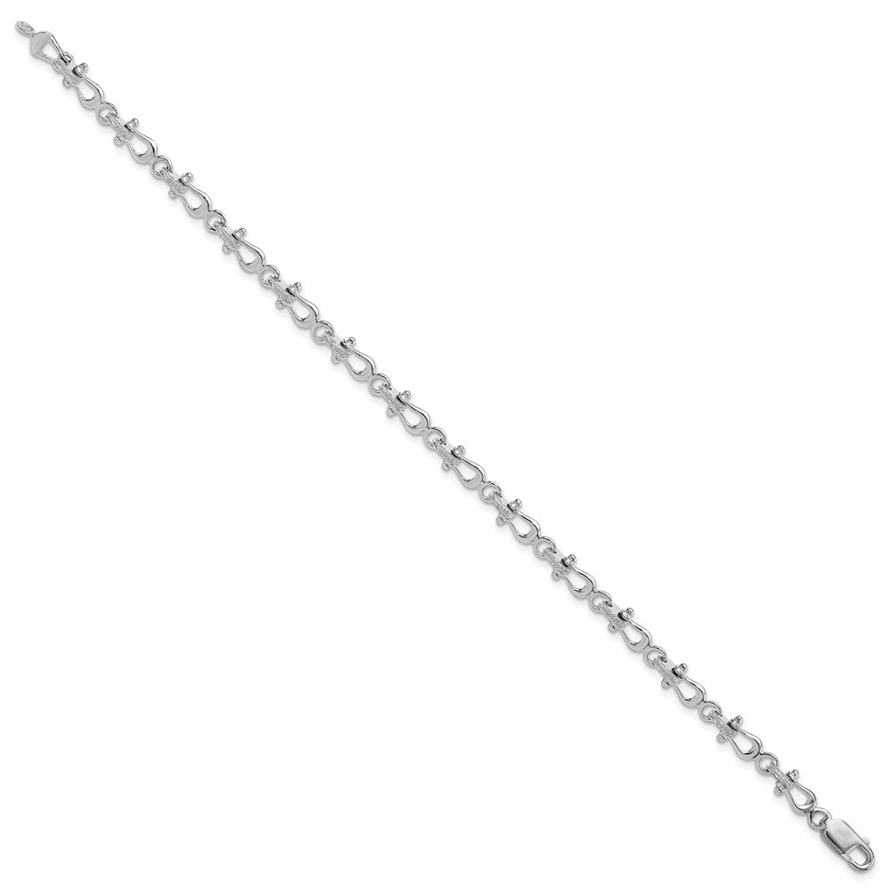 De-Ani Sterling Silver Rhodium-plated Polished Mariners Shackle Link Bracelet 7.75 inches
