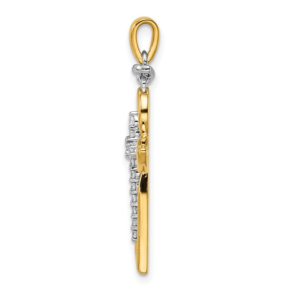 14k Two-tone Polished Diamond Cross