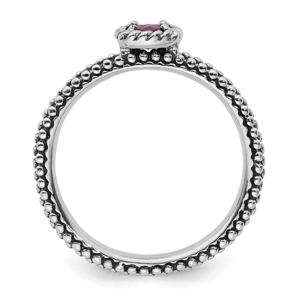 Sterling Silver Stackable Expressions Checker-cut Rhodolite Garnet Ring Size -10
